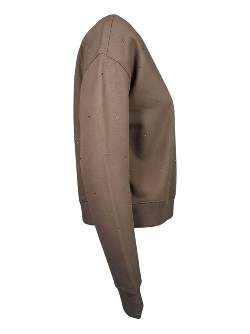 felpa donna marrone con strass MC2 Saint Barth | CASEY W ALL OVER STRASSSB 18